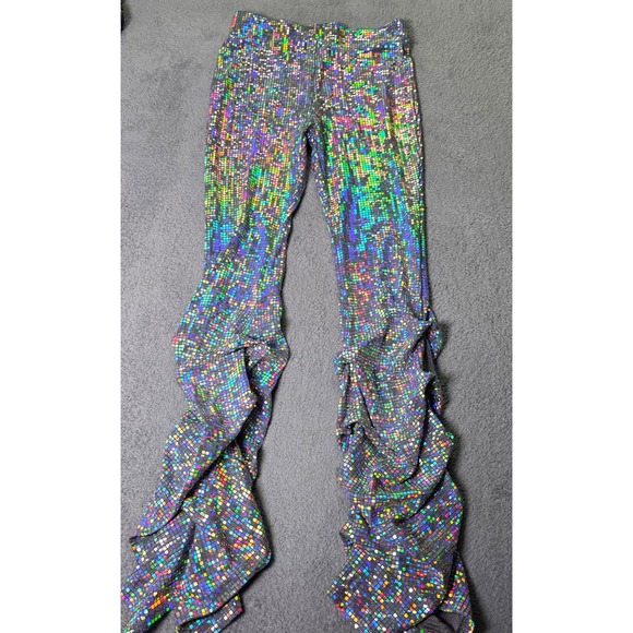 Fashion Nova Pants - Fashion Nova Womens XL Stacked Leggings Holographic Disco Square Multi DT1521